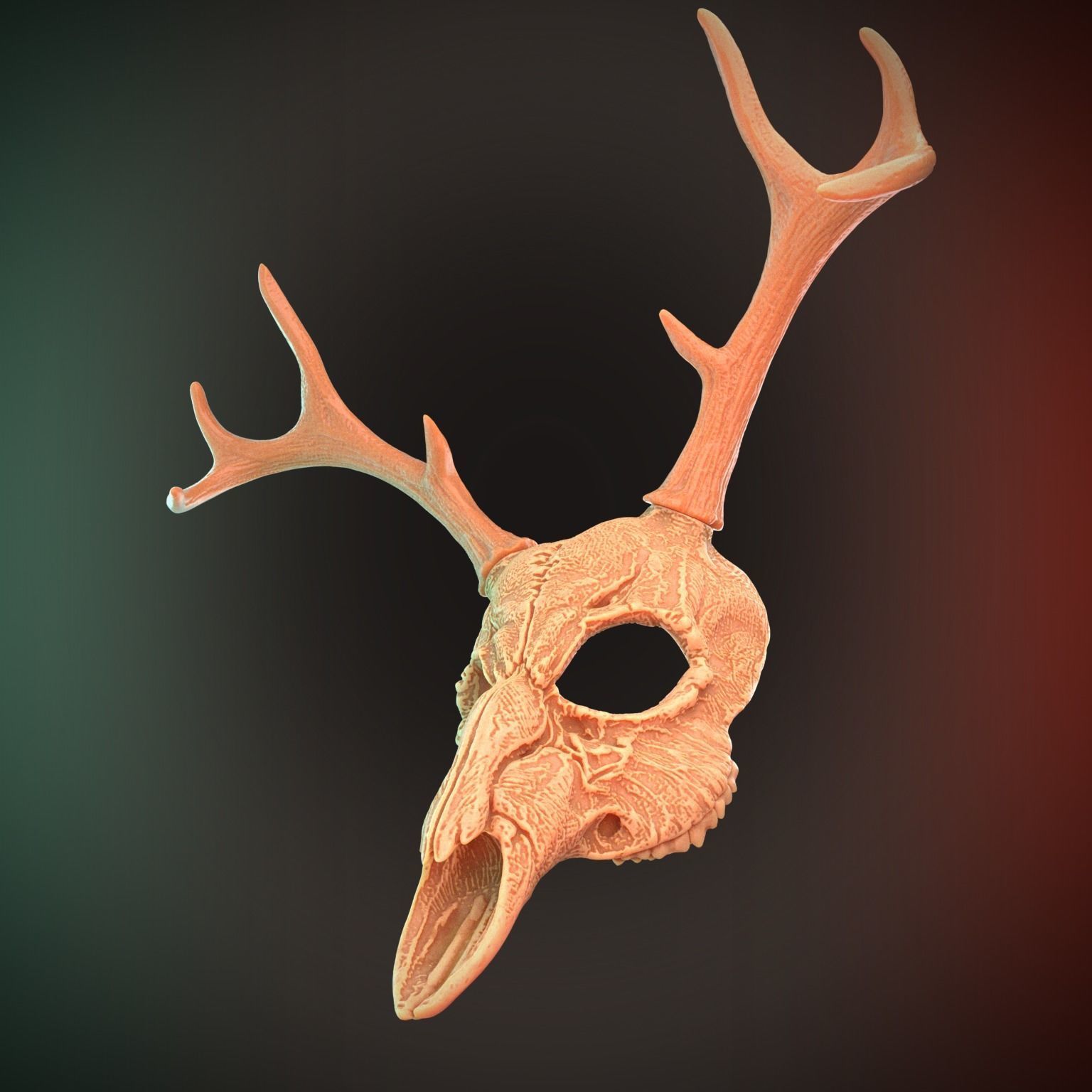 2 Horns Deer Skull Mask Cosplay 3D Stl Files Printing Halloween 3D print model_4