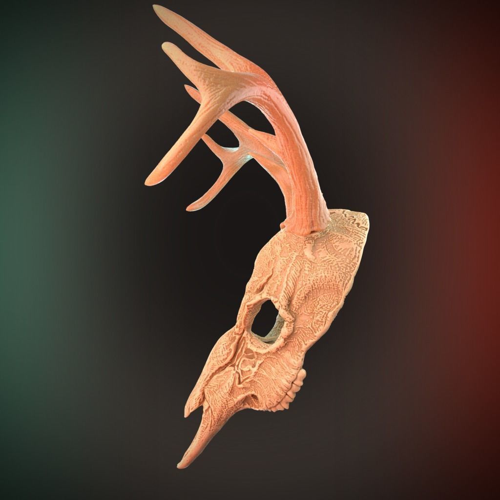2 Horns Deer Skull Mask Cosplay 3D Stl Files Printing Halloween 3D print model_5