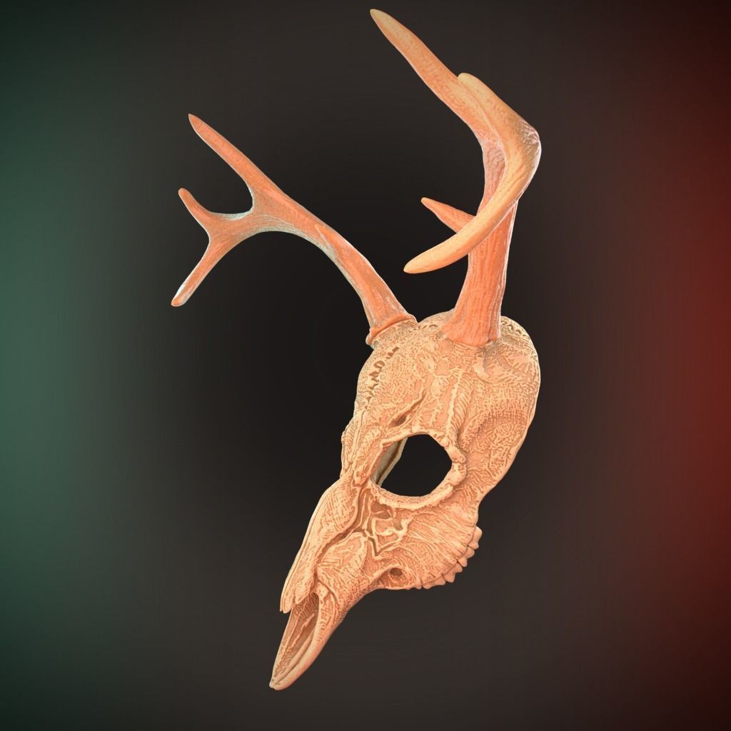 2 Horns Deer Skull Mask Cosplay 3D Stl Files Printing Halloween 3D print model_6