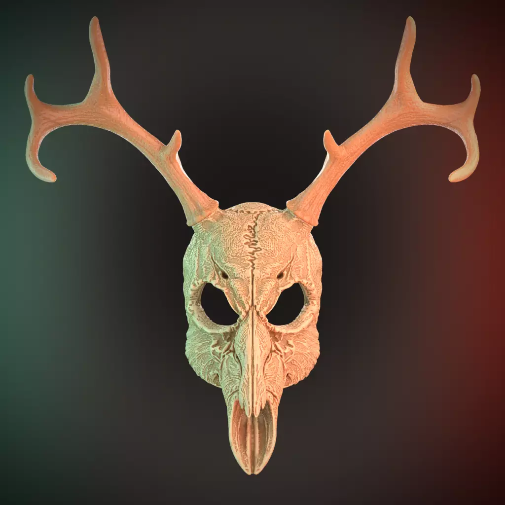 2 Horns Deer Skull Mask Cosplay 3D Stl Files Printing Halloween 3D print model_0