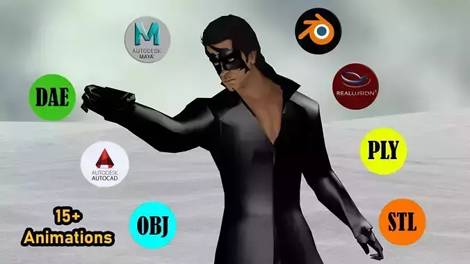 KRRISH with Animation Low-poly 3D model