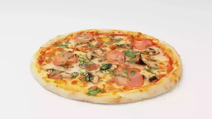 Pizza with mushrooms and sturgeon