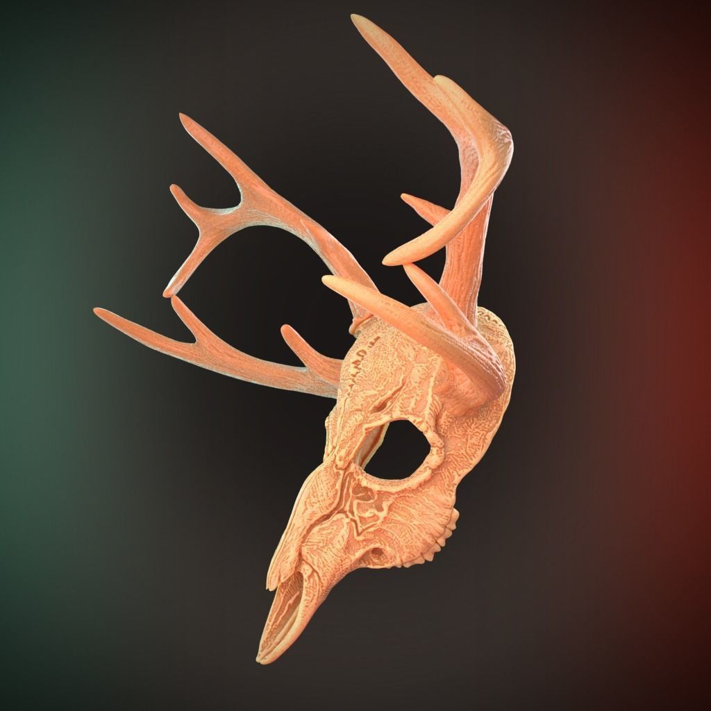 4 Horns Deer Skull Wendigo Mask Cosplay 3D Stl Files Printing 3D print model_4