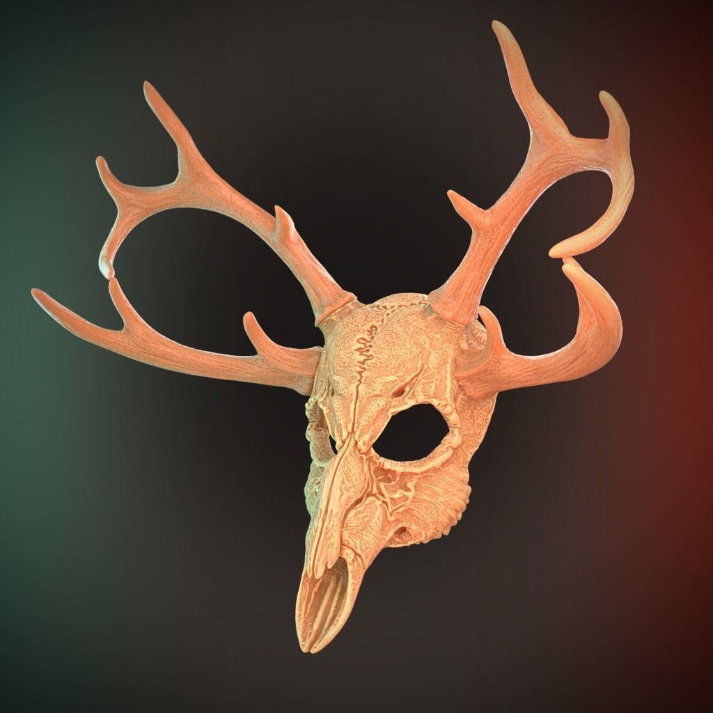 4 Horns Deer Skull Wendigo Mask Cosplay 3D Stl Files Printing 3D print model_6