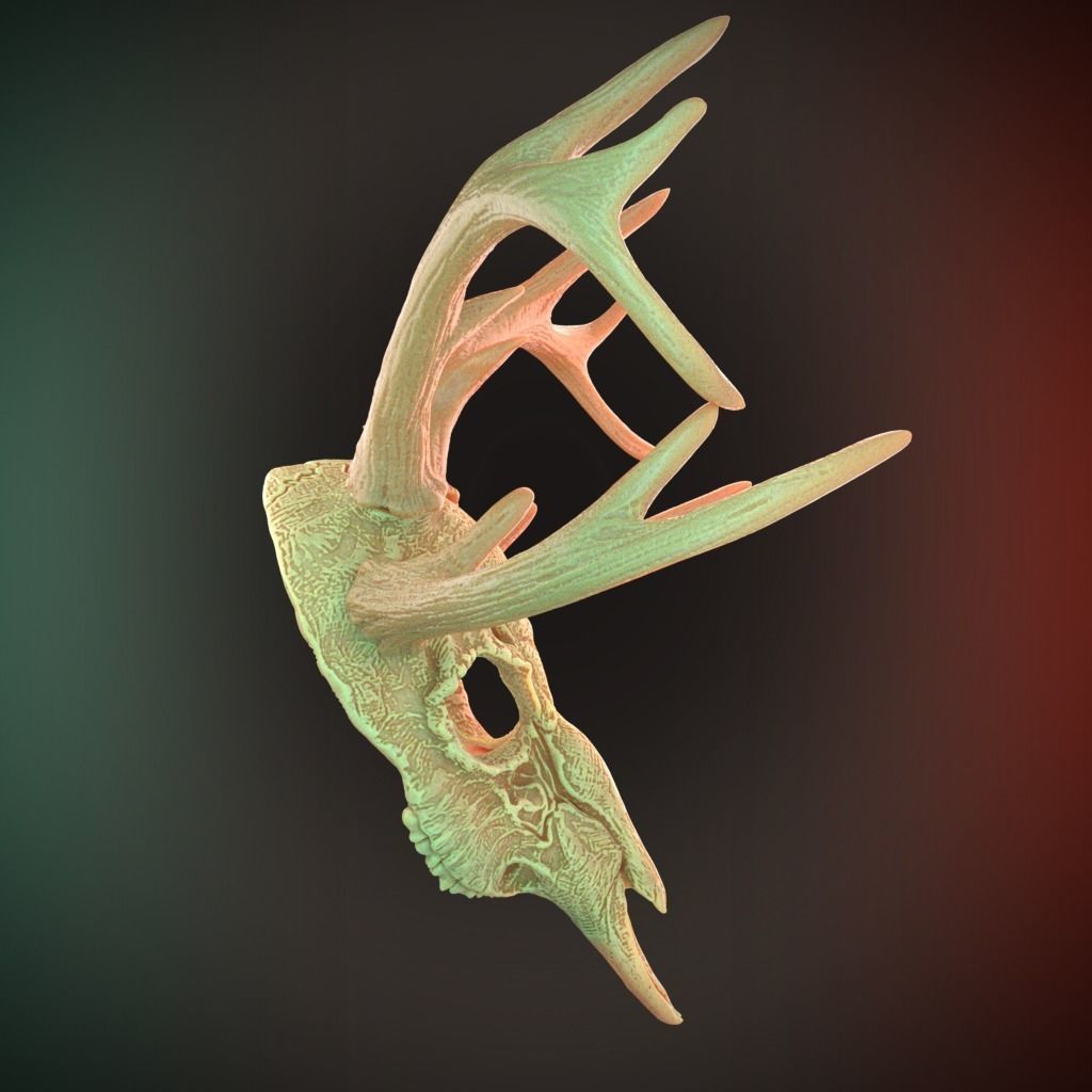 4 Horns Deer Skull Wendigo Mask Cosplay 3D Stl Files Printing 3D print model_7