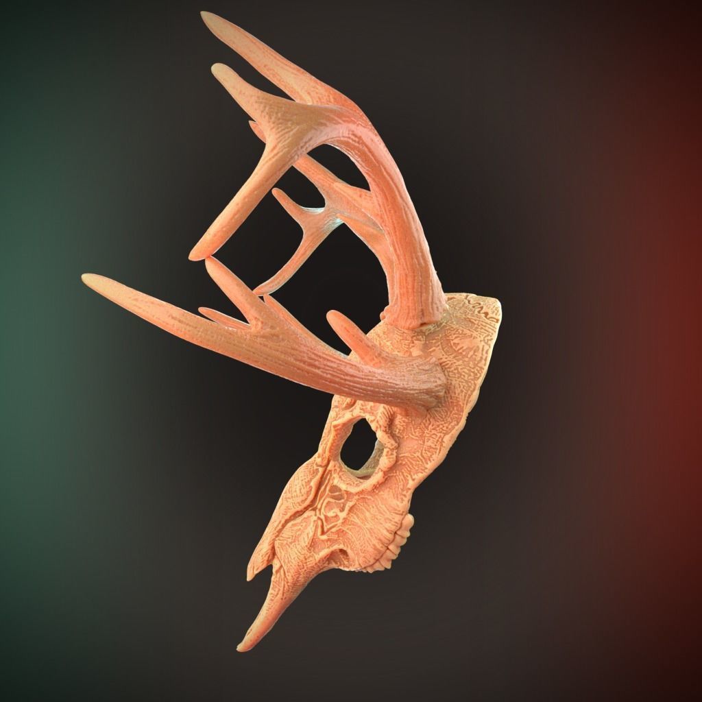 4 Horns Deer Skull Wendigo Mask Cosplay 3D Stl Files Printing 3D print model_5