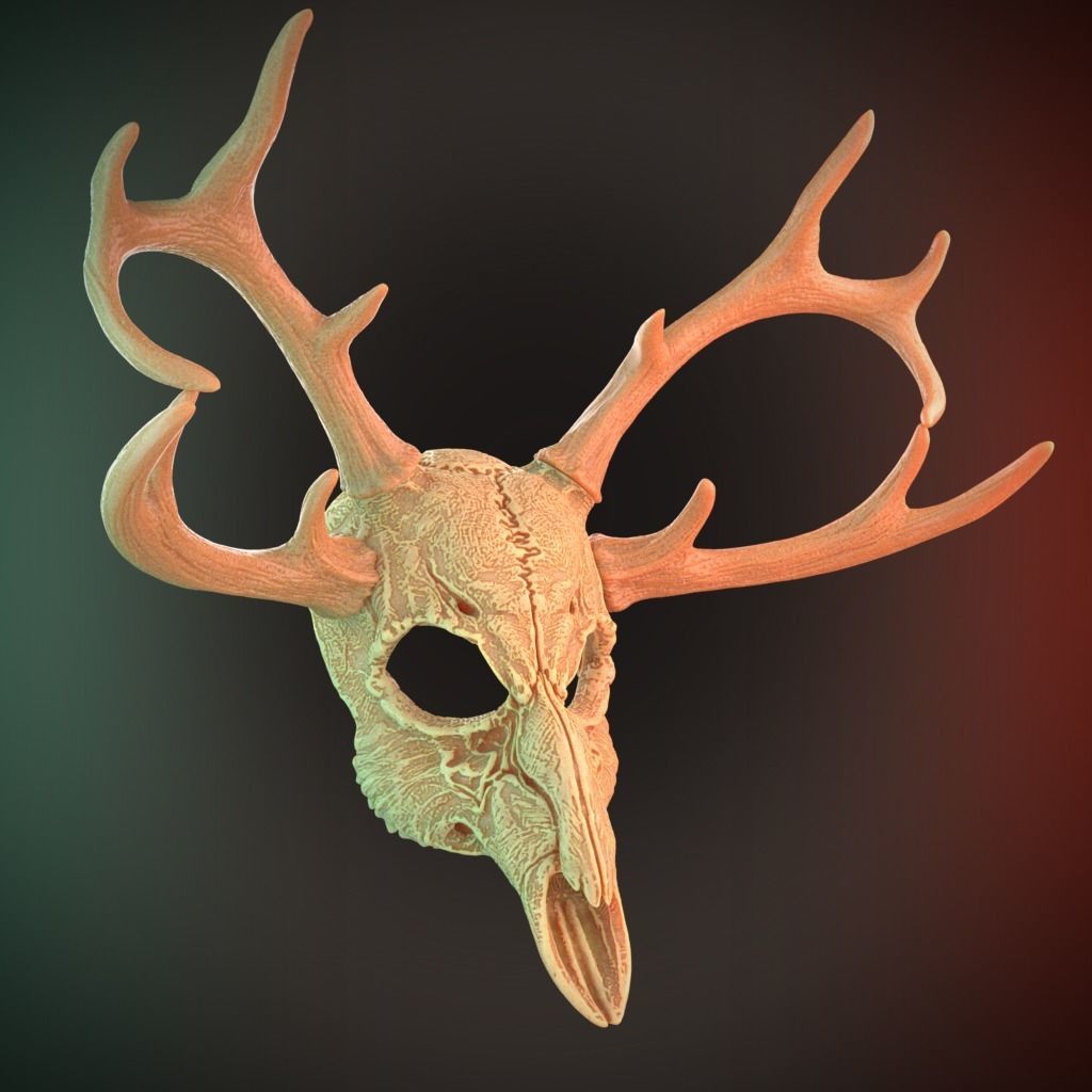 4 Horns Deer Skull Wendigo Mask Cosplay 3D Stl Files Printing 3D print model_9