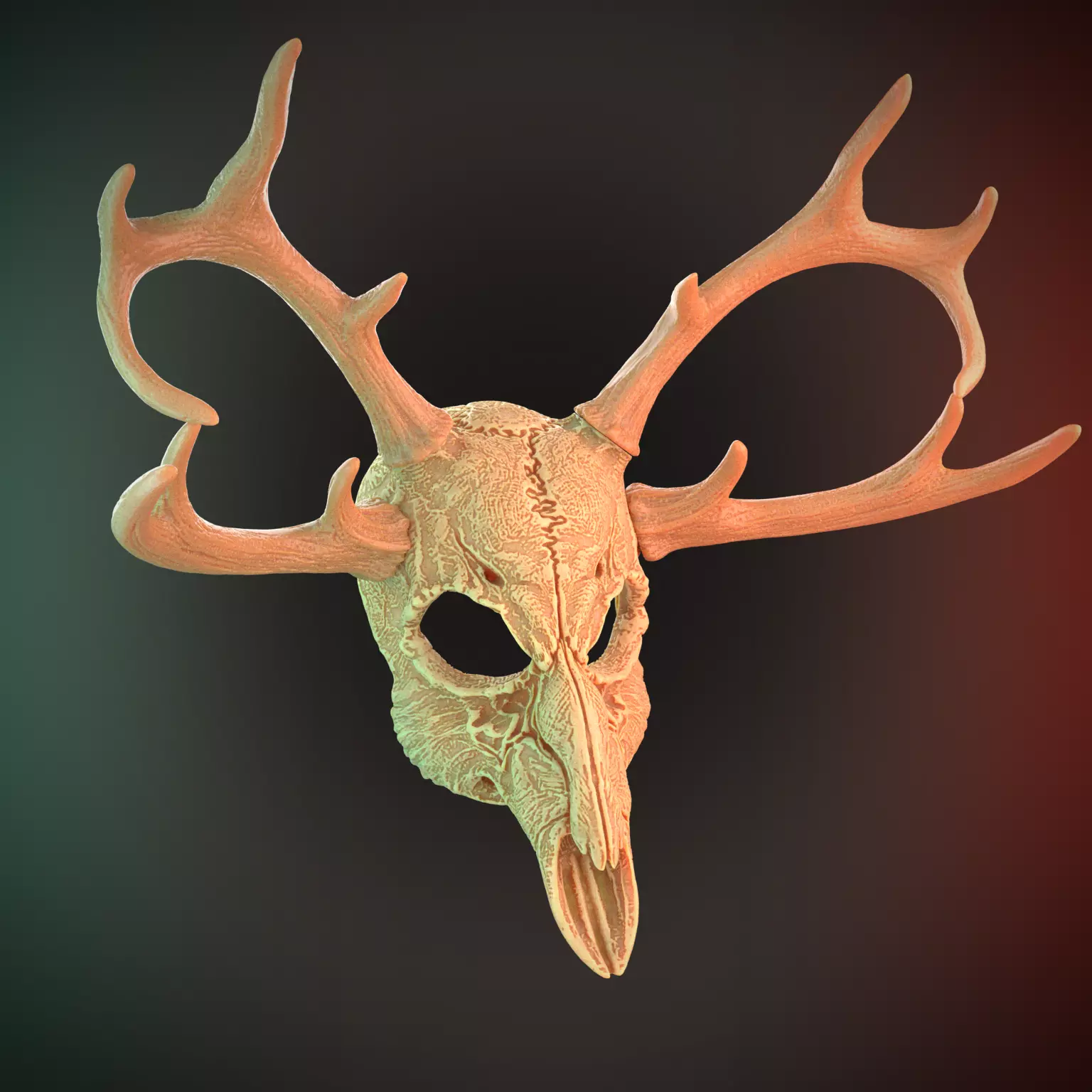 4 Horns Deer Skull Wendigo Mask Cosplay 3D Stl Files Printing 3D print model_0