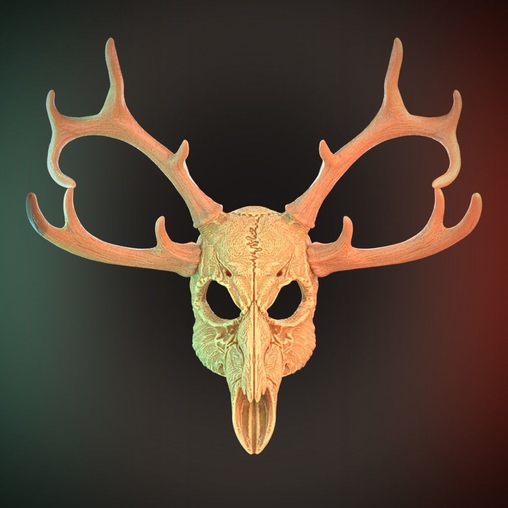 4 Horns Deer Skull Wendigo Mask Cosplay 3D Stl Files Printing 3D print model_2
