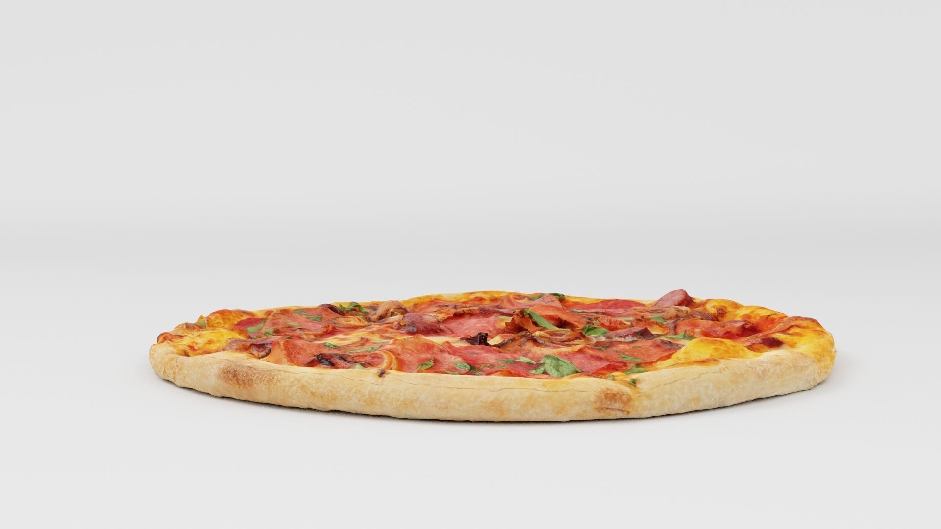 Pizza with onions salamy and sausage 3D model_6