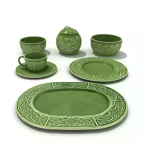 Elegant Green China Tea Set