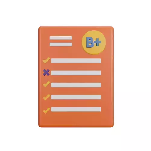 Exam Paper with a Score of B Plus Low-poly 3D model