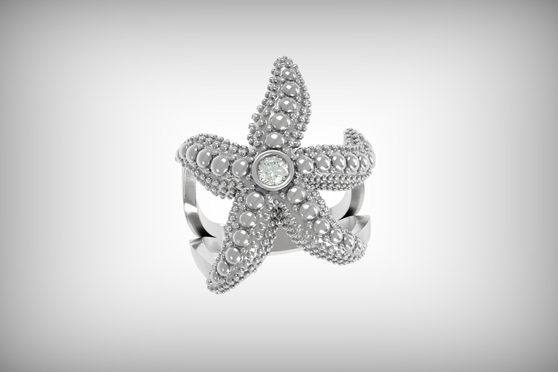 starfish ring 3D print model_13