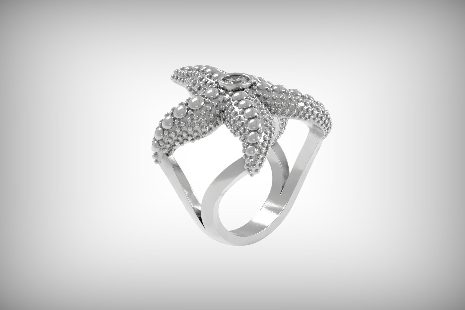 starfish ring 3D print model_15
