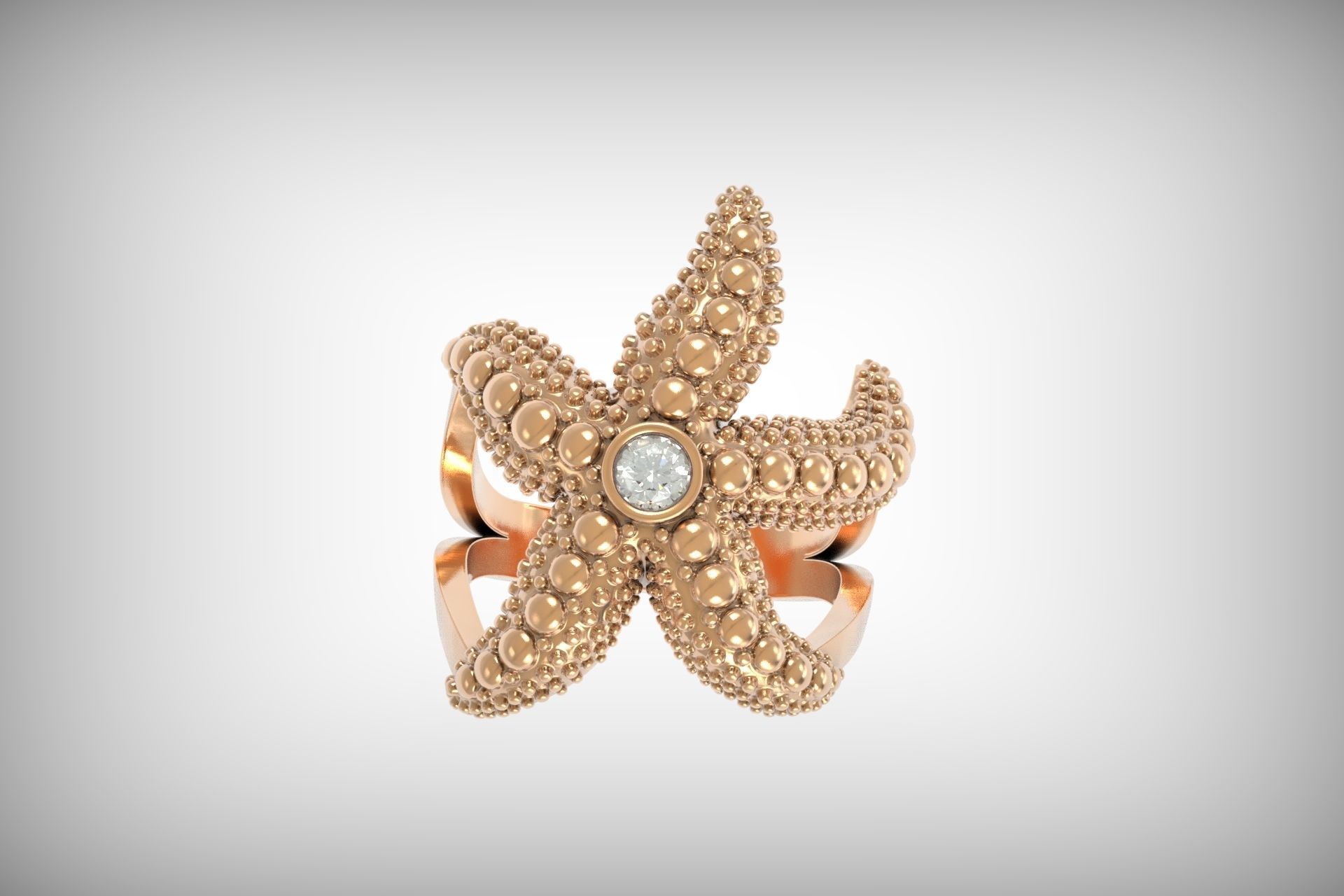 starfish ring 3D print model_1