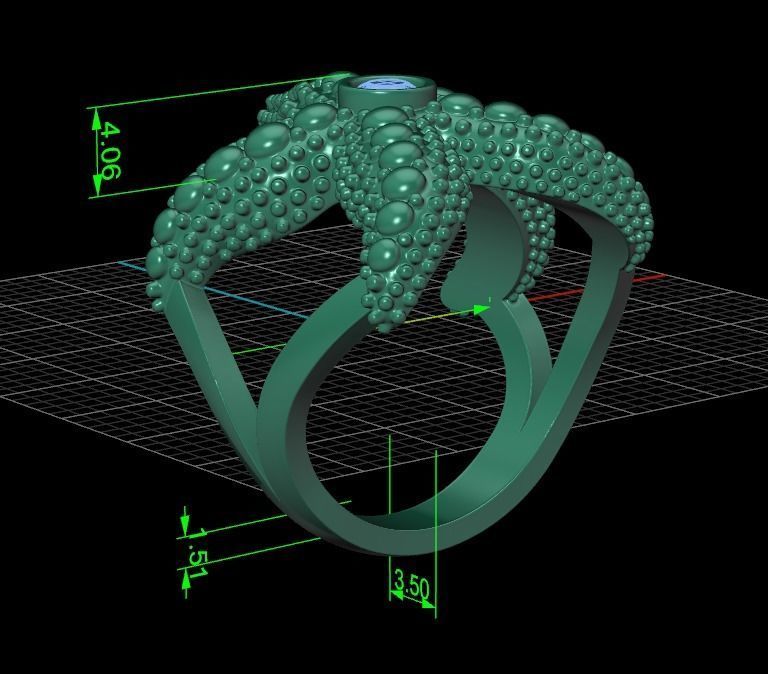 starfish ring 3D print model_5