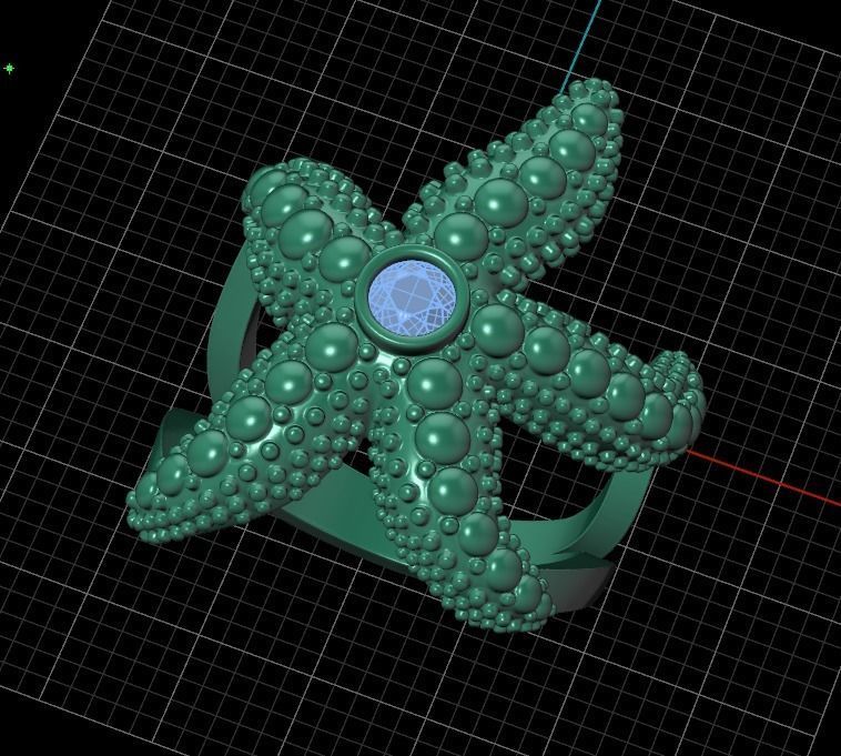 starfish ring 3D print model_2