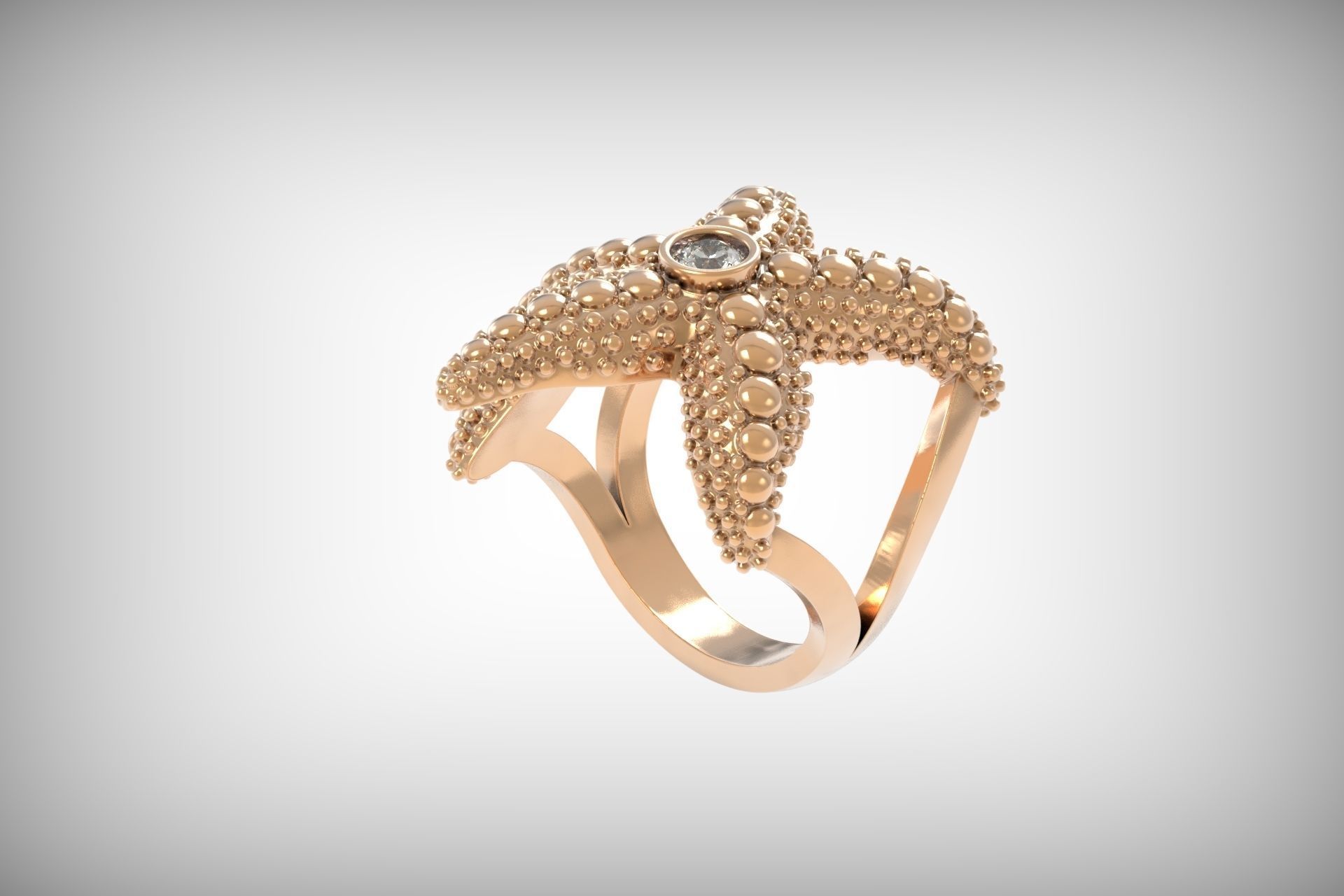 starfish ring 3D print model_7