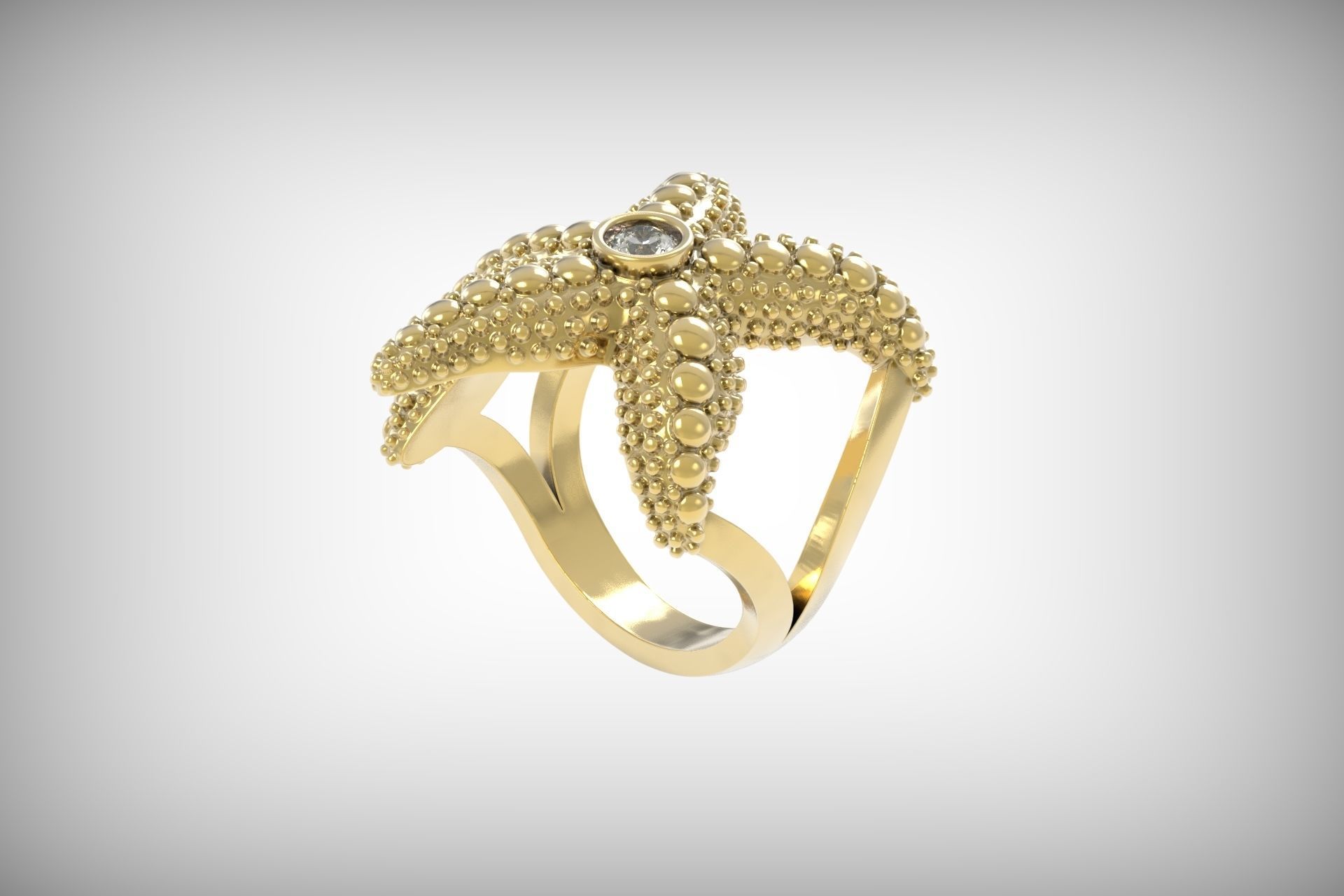 starfish ring 3D print model_8