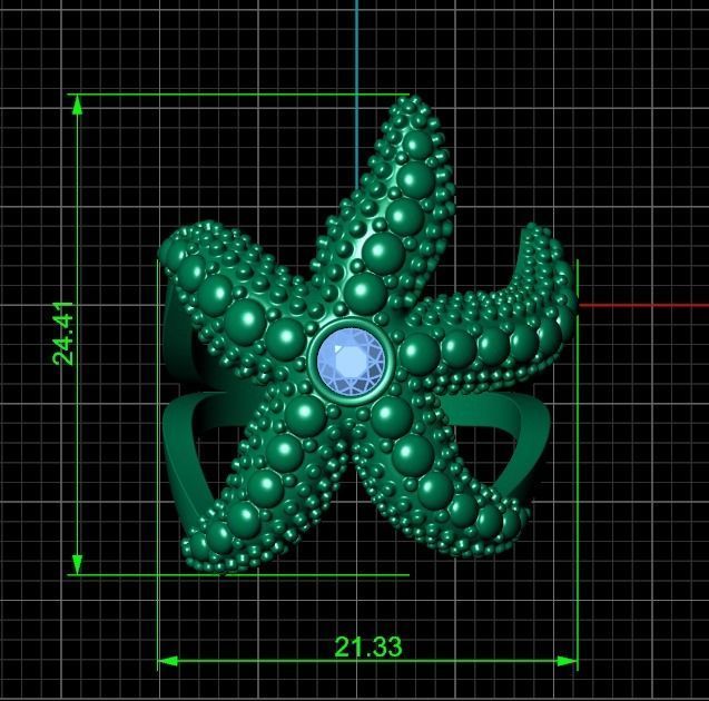 starfish ring 3D print model_18