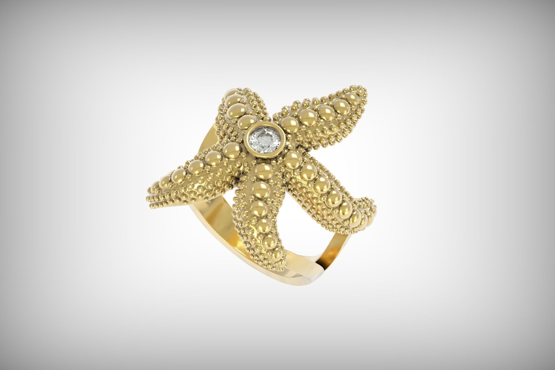 starfish ring 3D print model_12