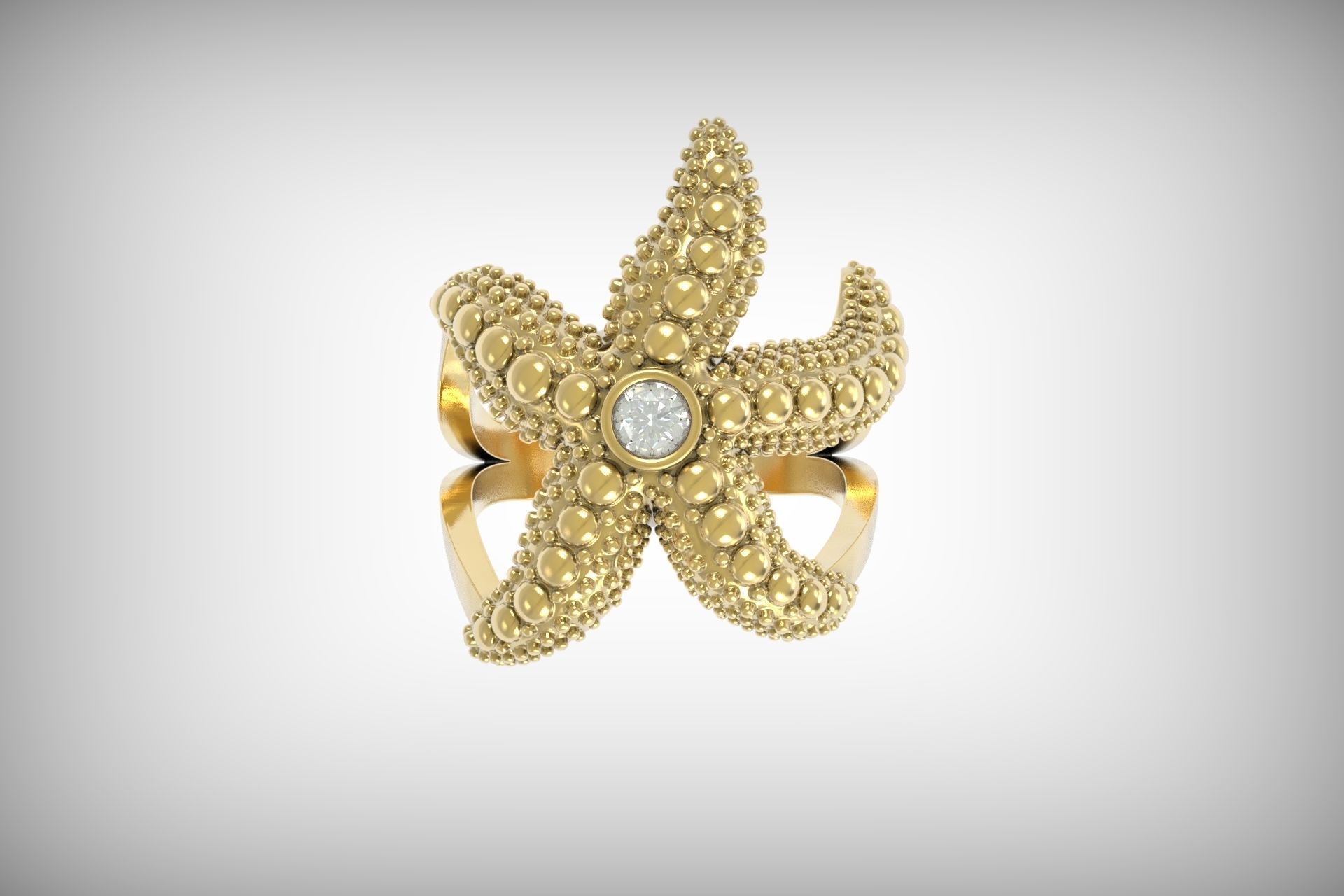 starfish ring 3D print model_11
