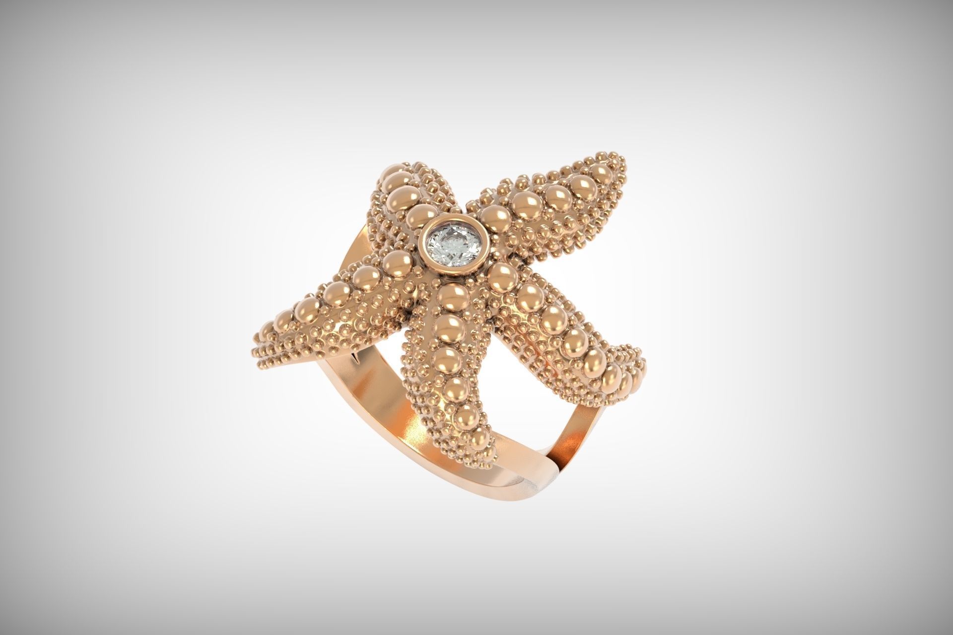 starfish ring 3D print model_6