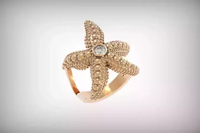 starfish ring 3D print model