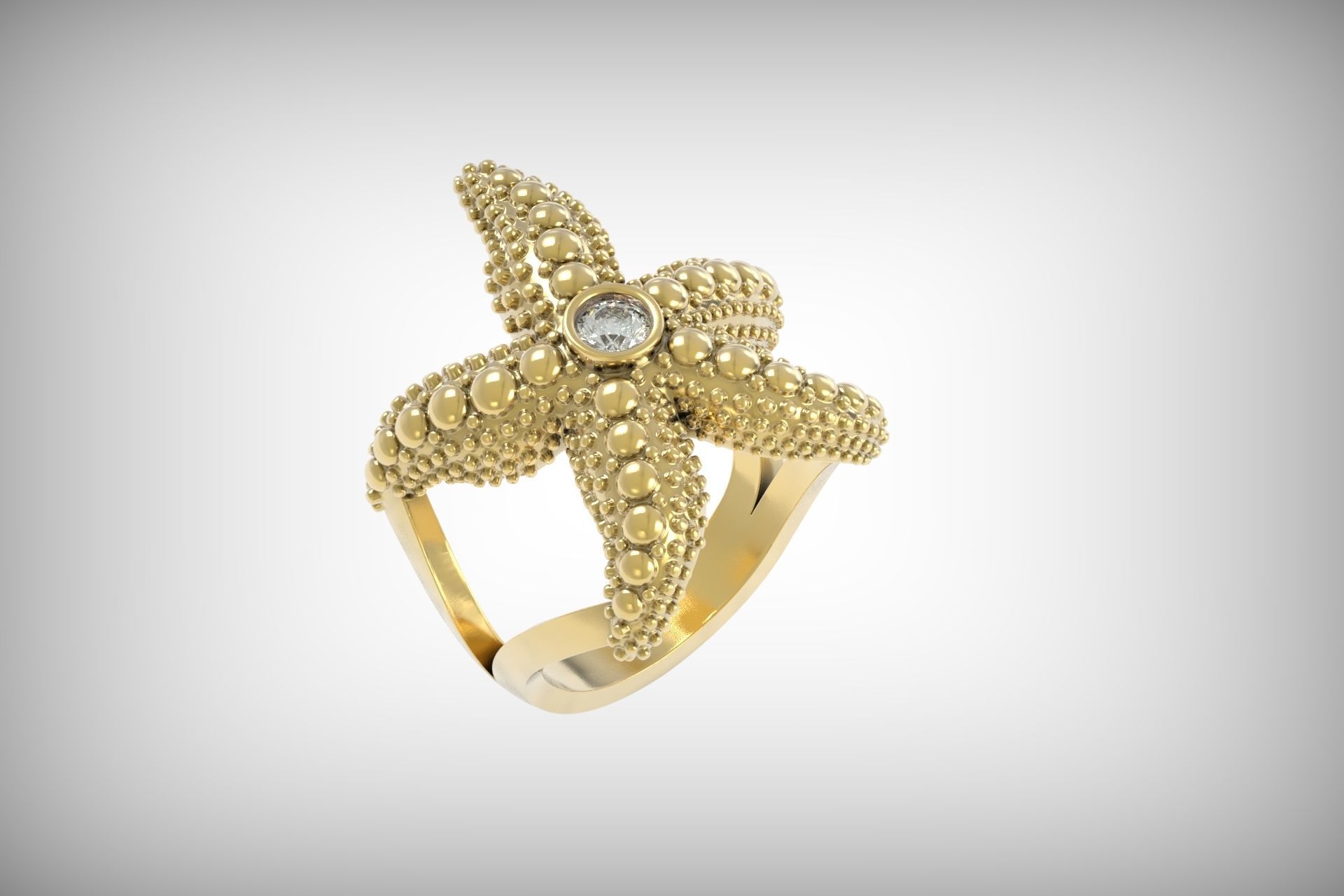 starfish ring 3D print model_9