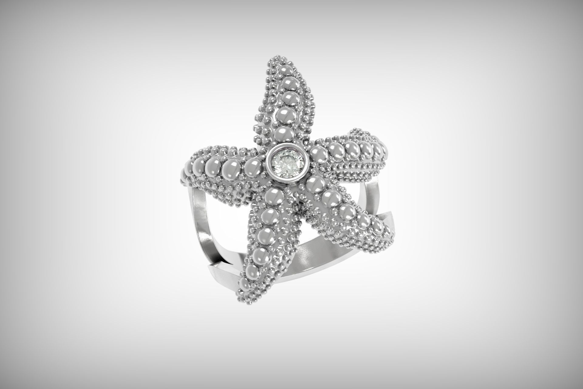 starfish ring 3D print model_17