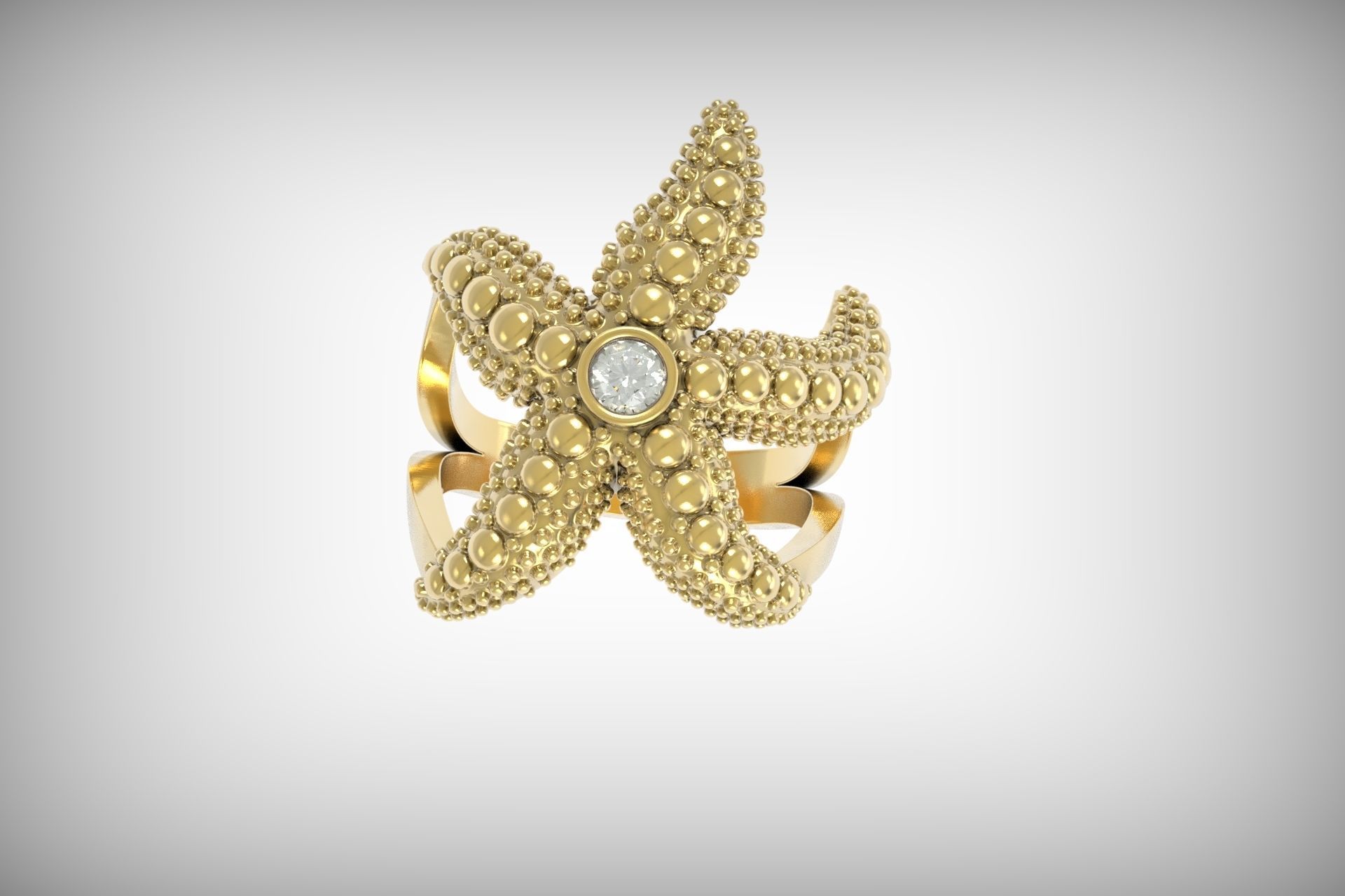 starfish ring 3D print model_10