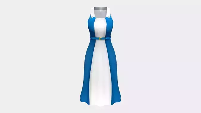 Shirt Style Collar Panel Dress With Bell-Shaped Skirt