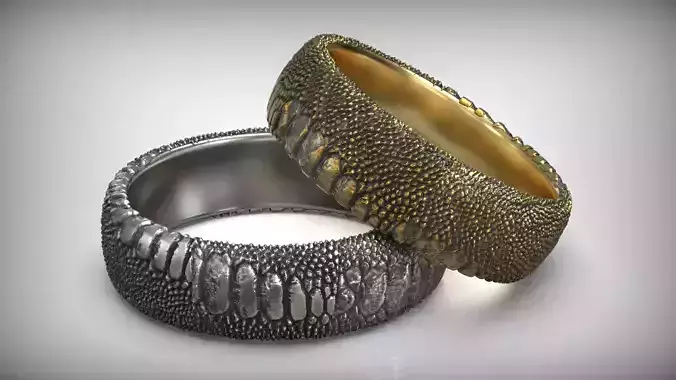 Serpent Snake Skin Wedding Band Reptile Ring 3D print model