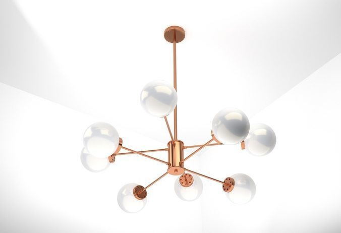 lampa modern chandelier with six glass balls Low-poly 3D model