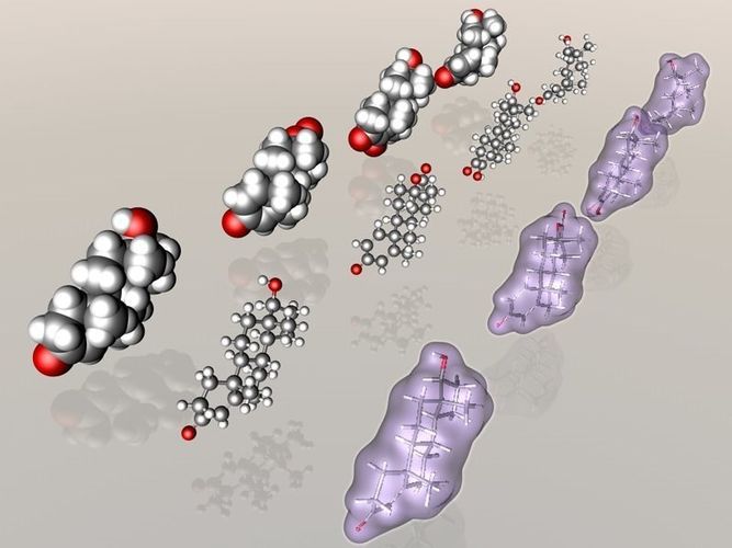 Collection of testosterone and related molecules 3D model