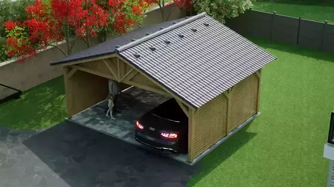 cartport 5x6 meter for render and game with extra formats 3D model
