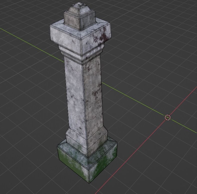 Grave column - blend Low-poly 3D model_3