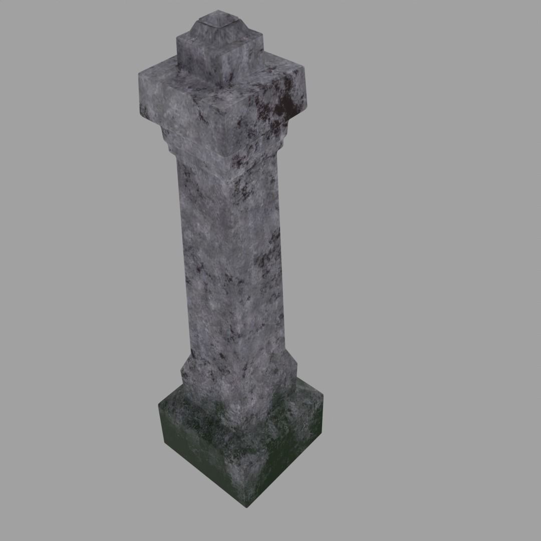 Grave column - blend Low-poly 3D model_2