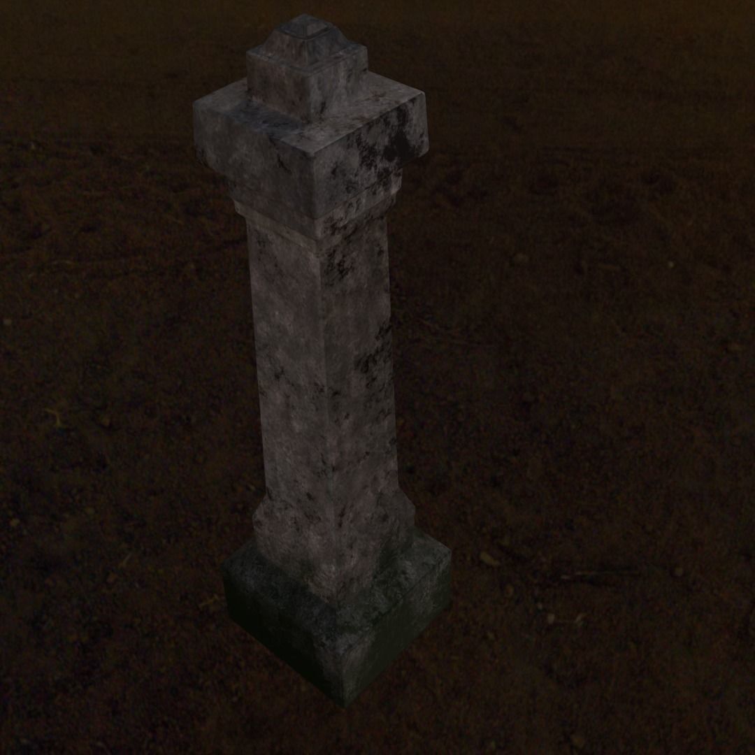 Grave column - blend Low-poly 3D model_1