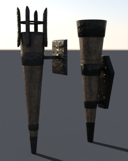 torchs old medieval Low-poly 3D model_1