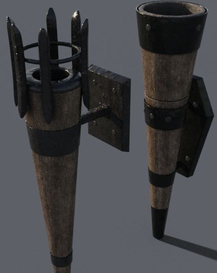 torchs old medieval Low-poly 3D model_2