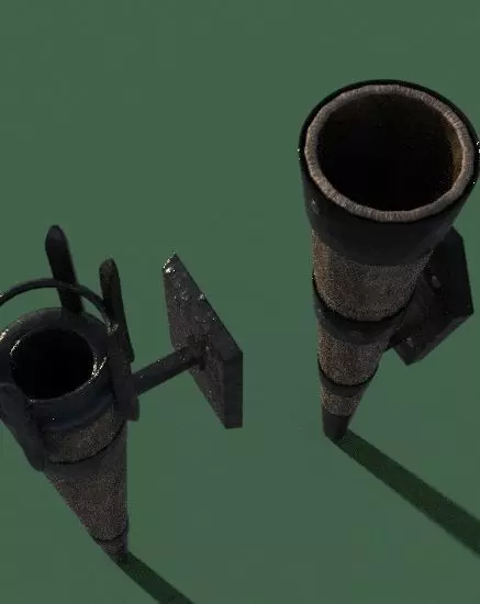 torchs old medieval Low-poly 3D model_0