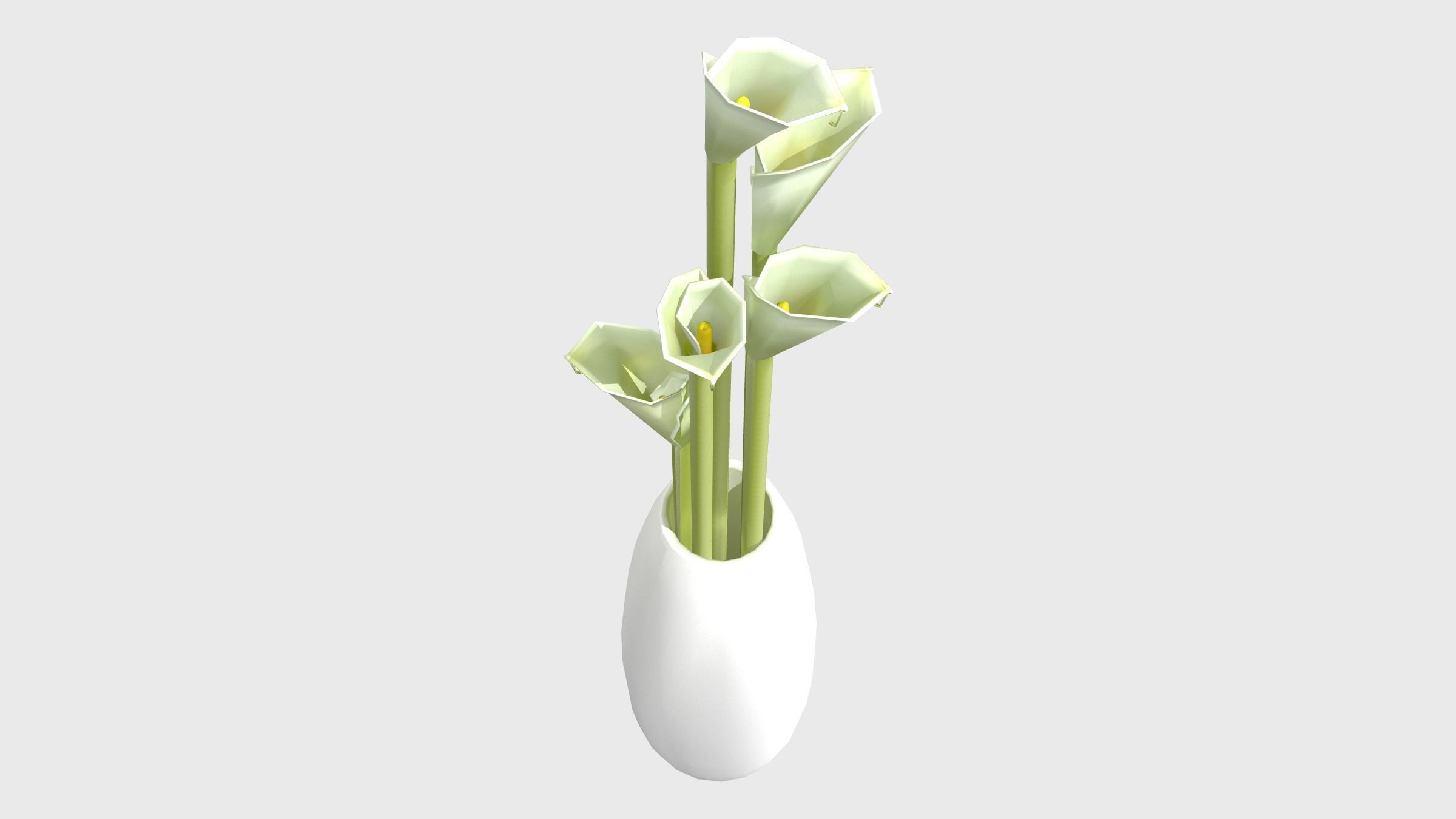 Decorative Vase With Lillies Low-poly 3D model_4