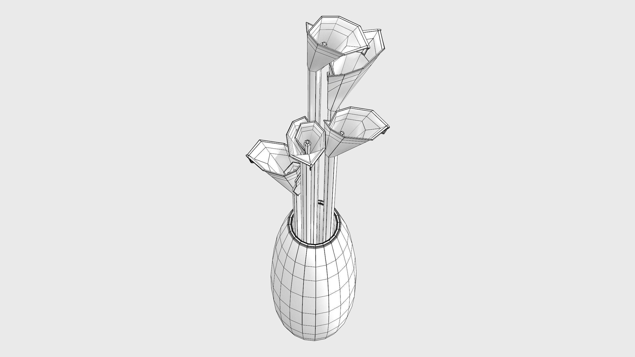 Decorative Vase With Lillies Low-poly 3D model_7
