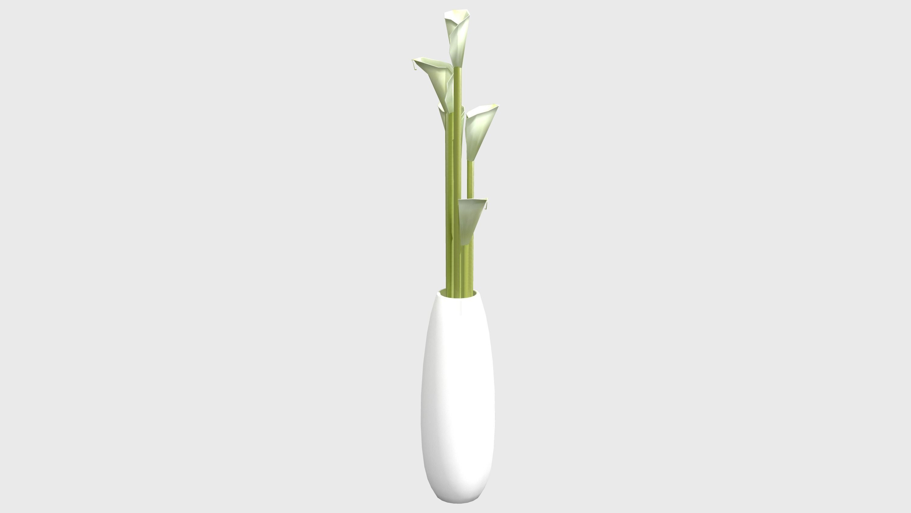 Decorative Vase With Lillies Low-poly 3D model_2