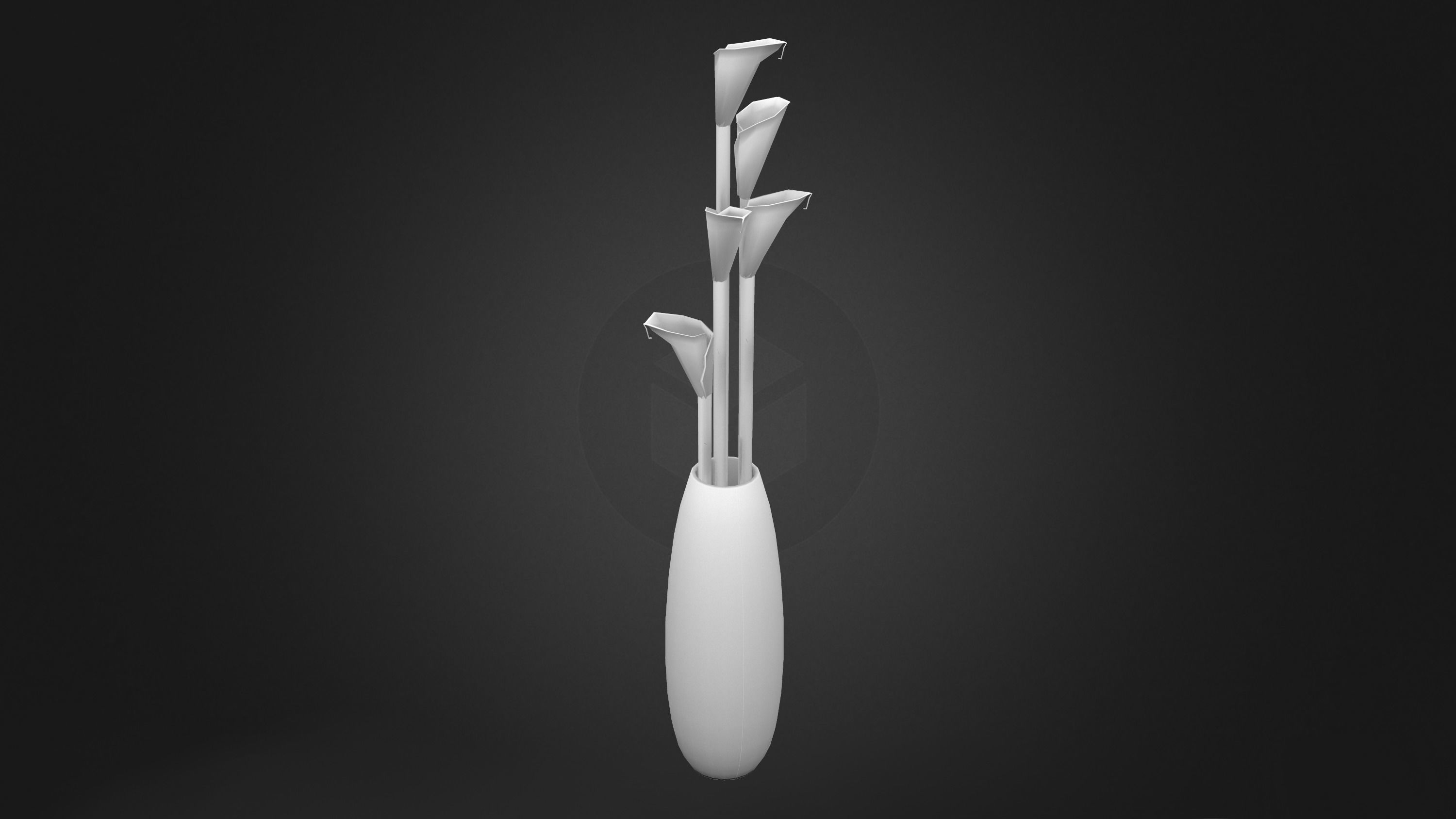 Decorative Vase With Lillies Low-poly 3D model_8