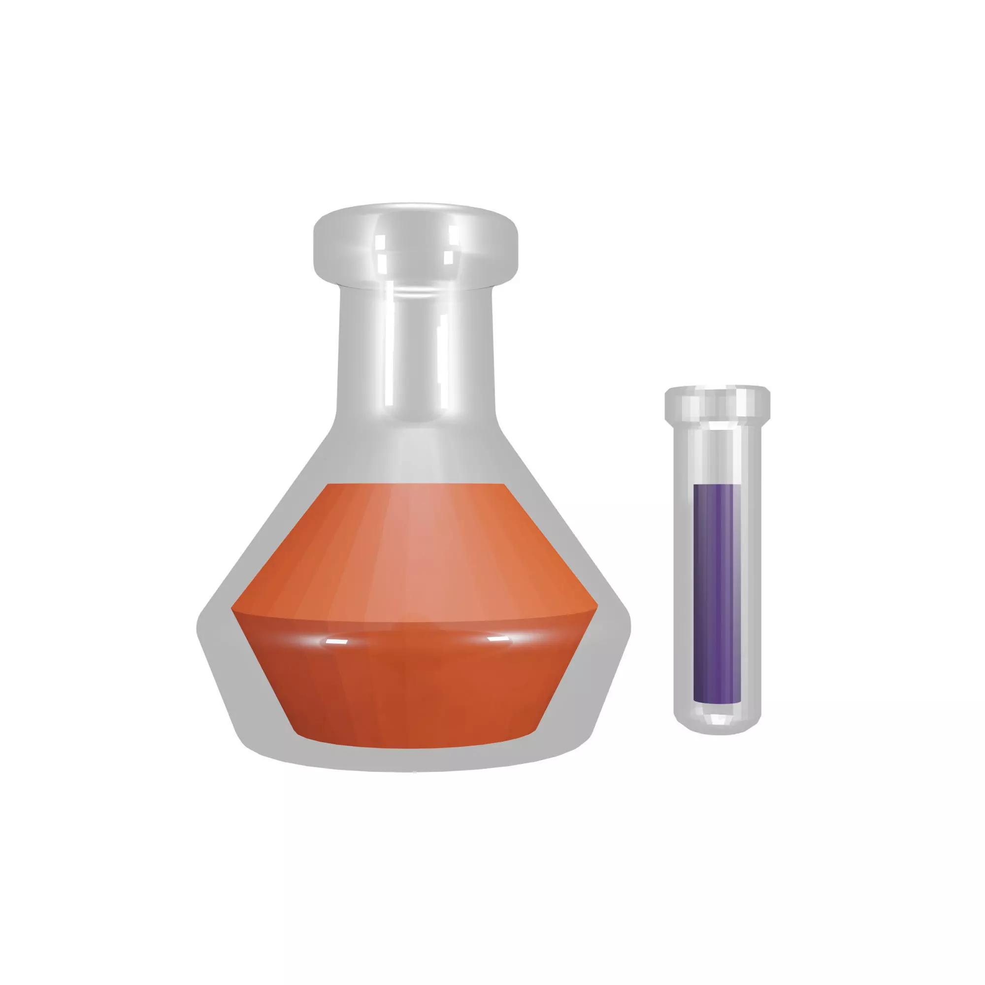 Boiling Flask and Test Tube Low-poly 3D model