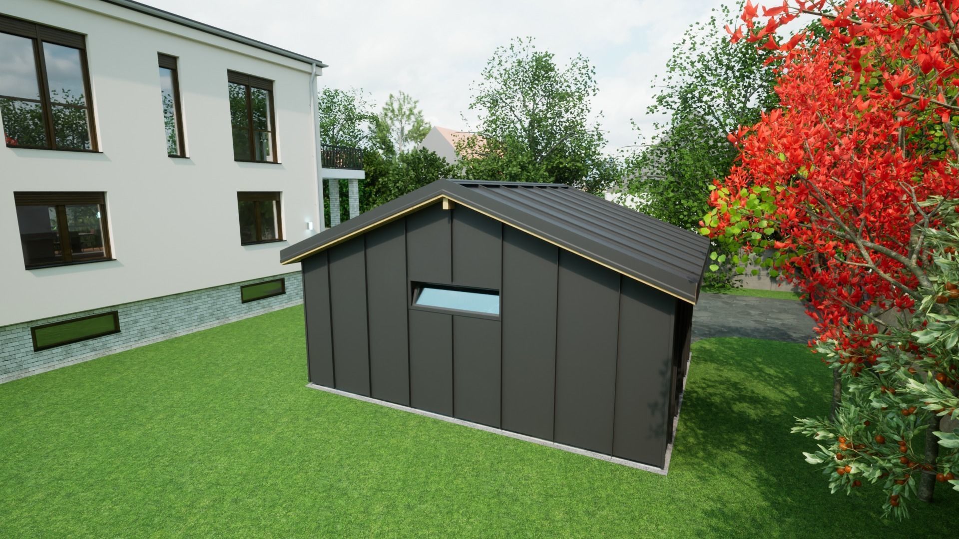 sheet metal wooden carpotr with walls 5x6 m for render and game 3D model_2