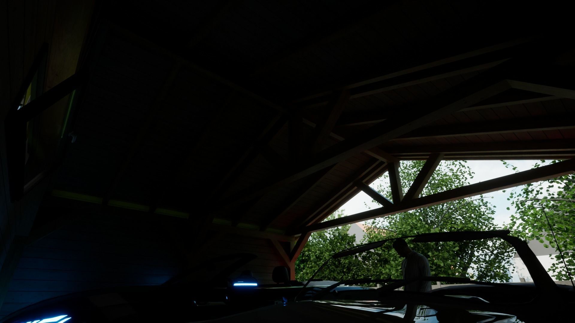 sheet metal wooden carpotr with walls 5x6 m for render and game 3D model_4