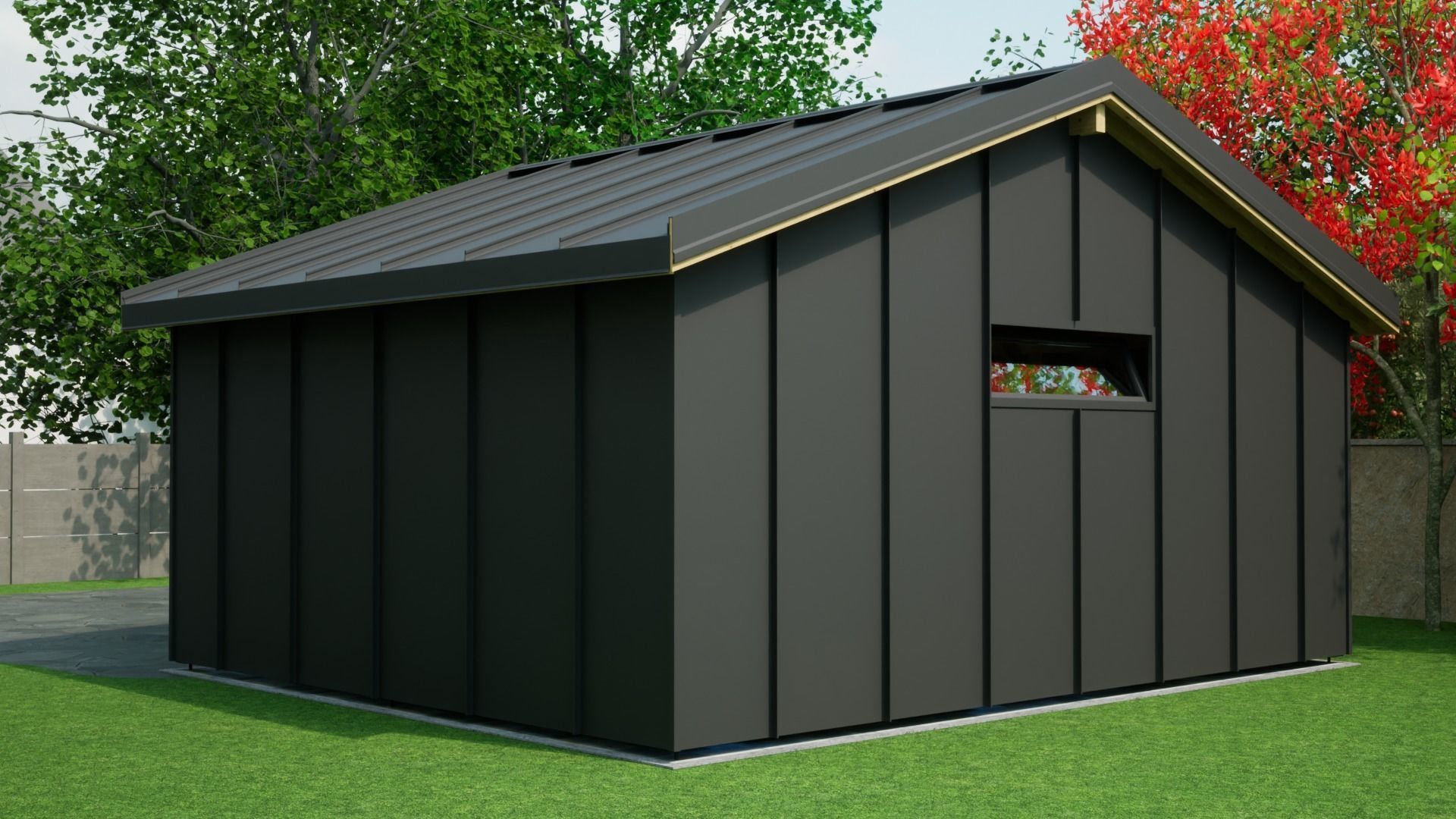 sheet metal wooden carpotr with walls 5x6 m for render and game 3D model_6